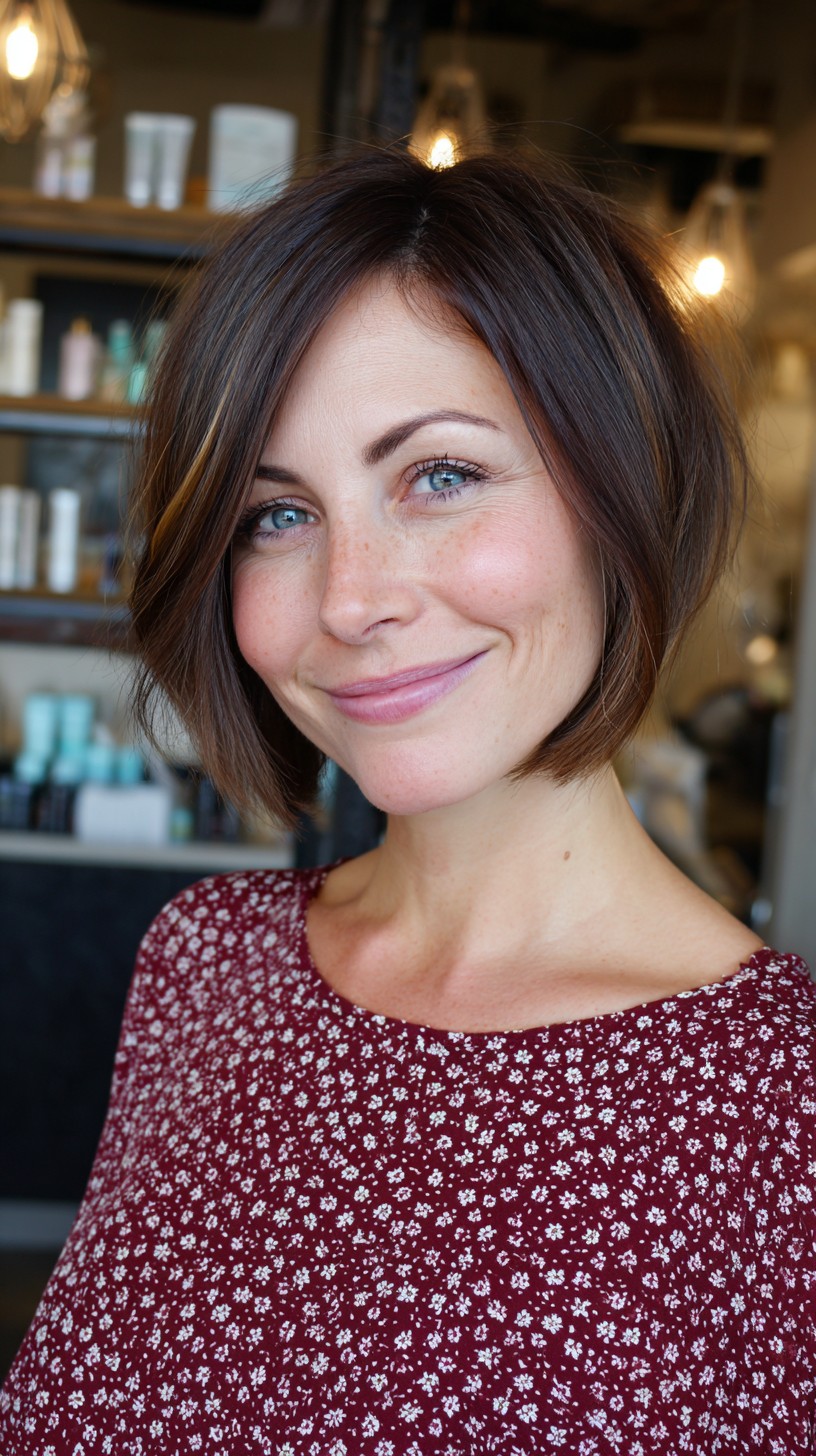 Chic Brunette A-Line Bob with Textured Ends