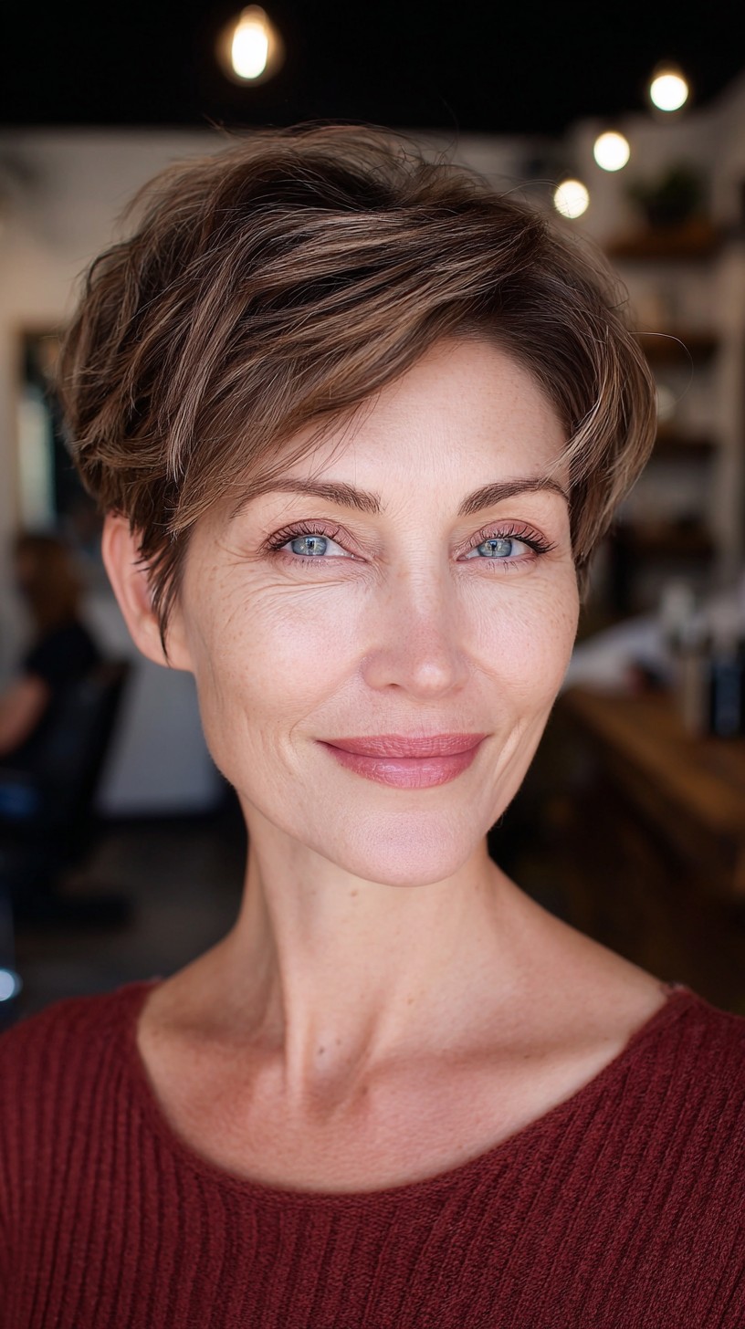 Chic Chestnut Pixie with Textured Layers