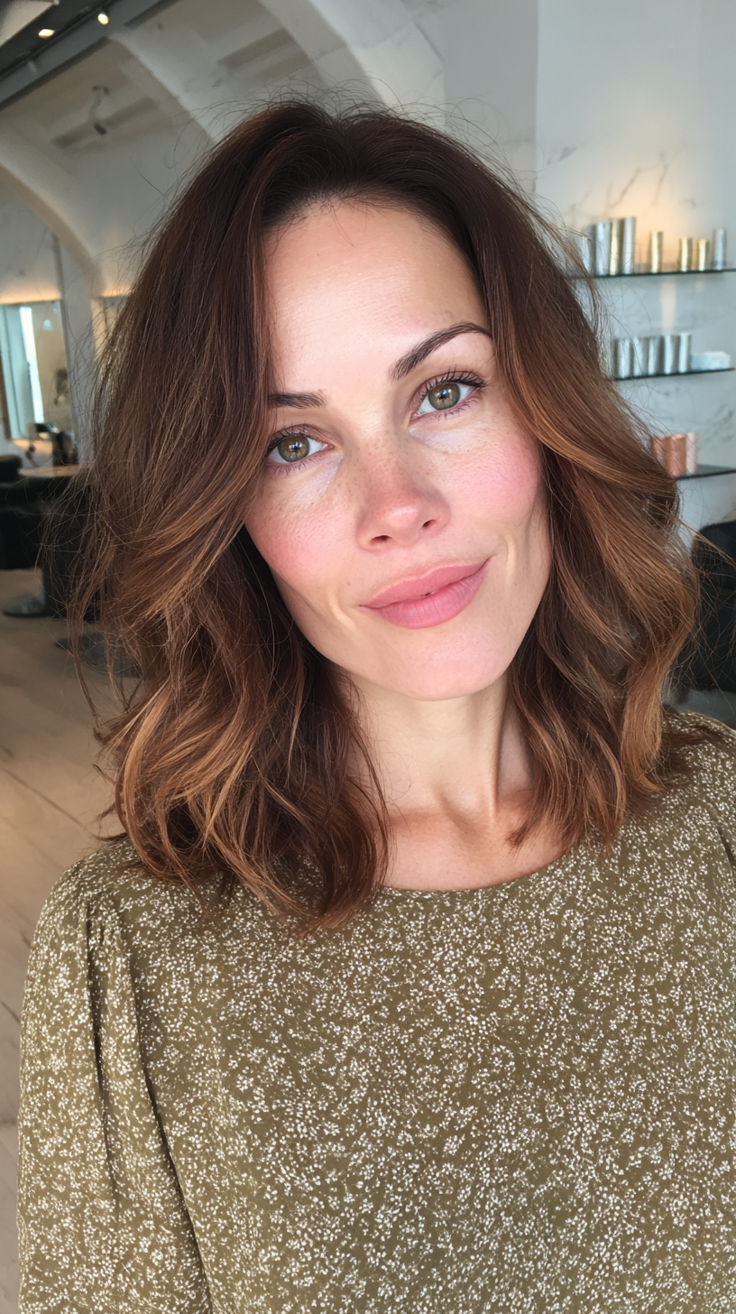 Chic Layered Long Bob with Soft Waves