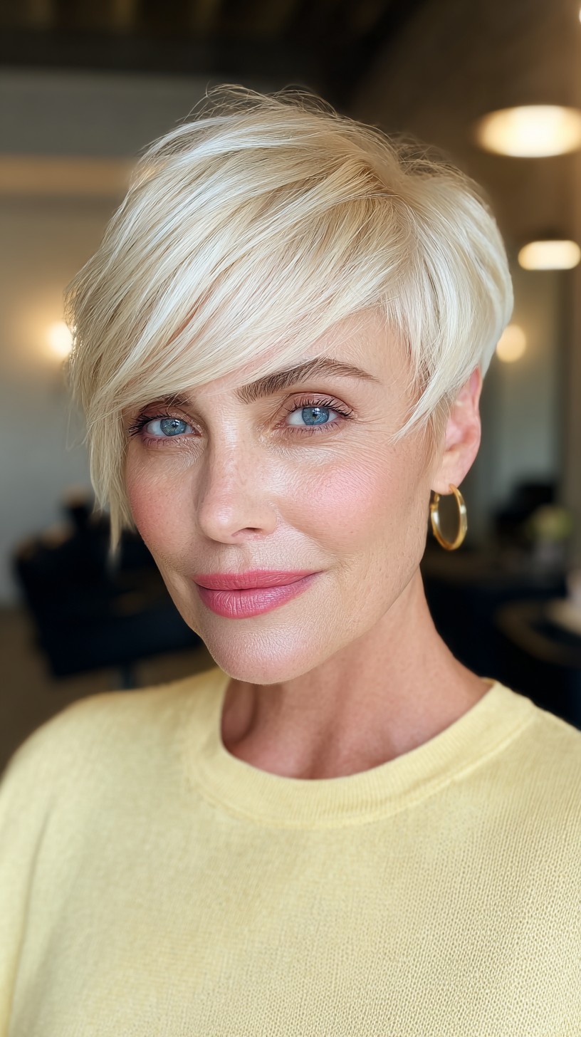 Chic Platinum Pixie with Tapered Sides