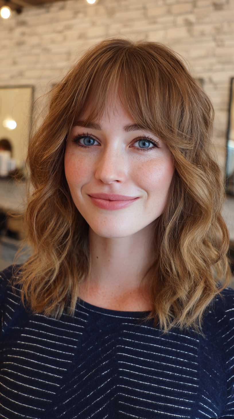 Chic Shaggy Layered Cut with Soft Bangs
