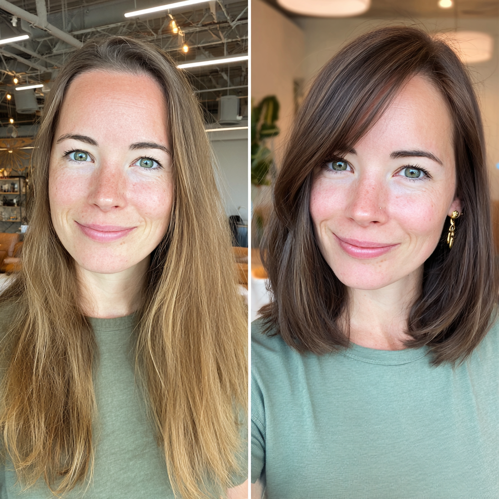 Chic Textured Long Bob with Blunt Bangs