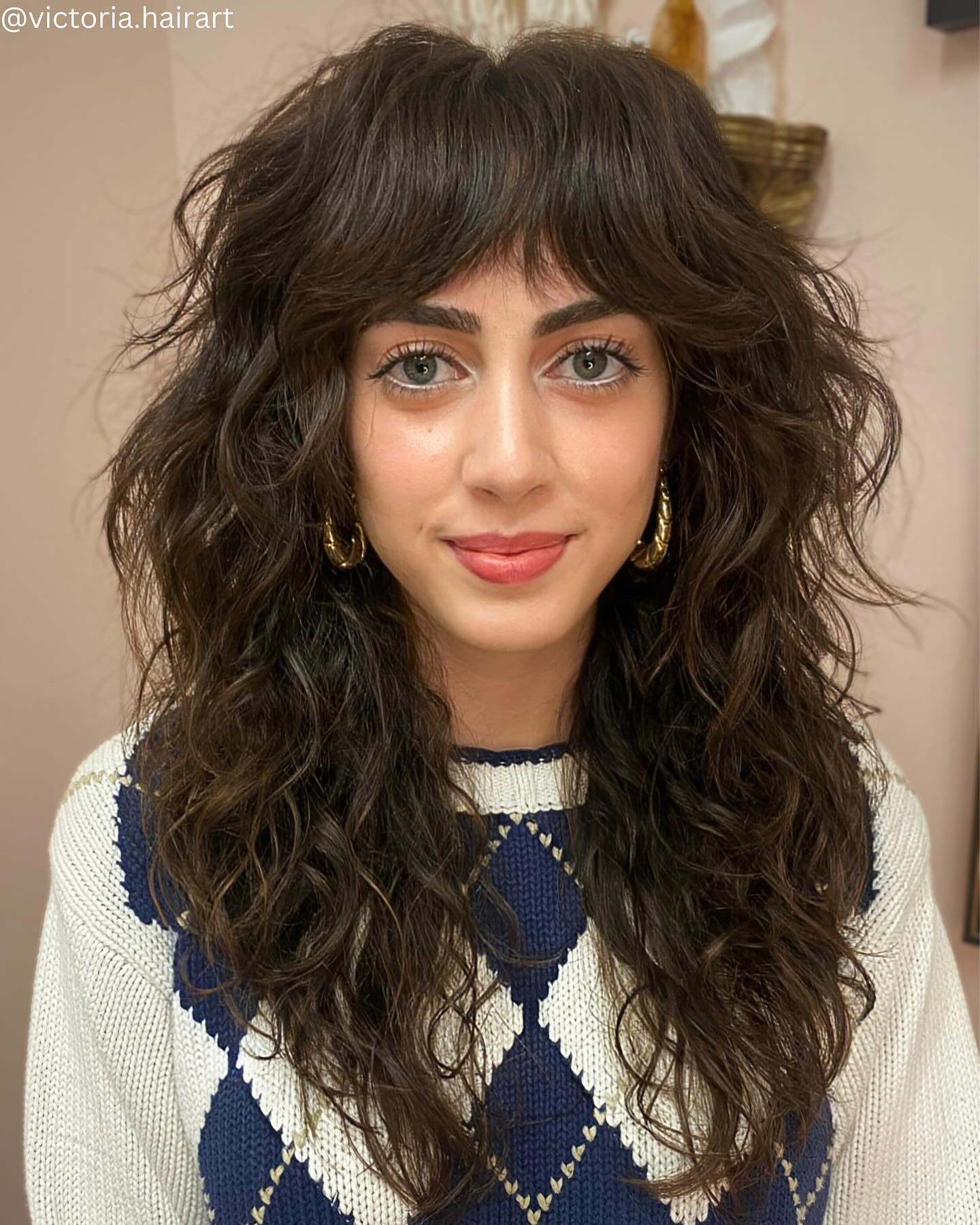 Chic Textured Wolf Cut with Curtain Bangs
