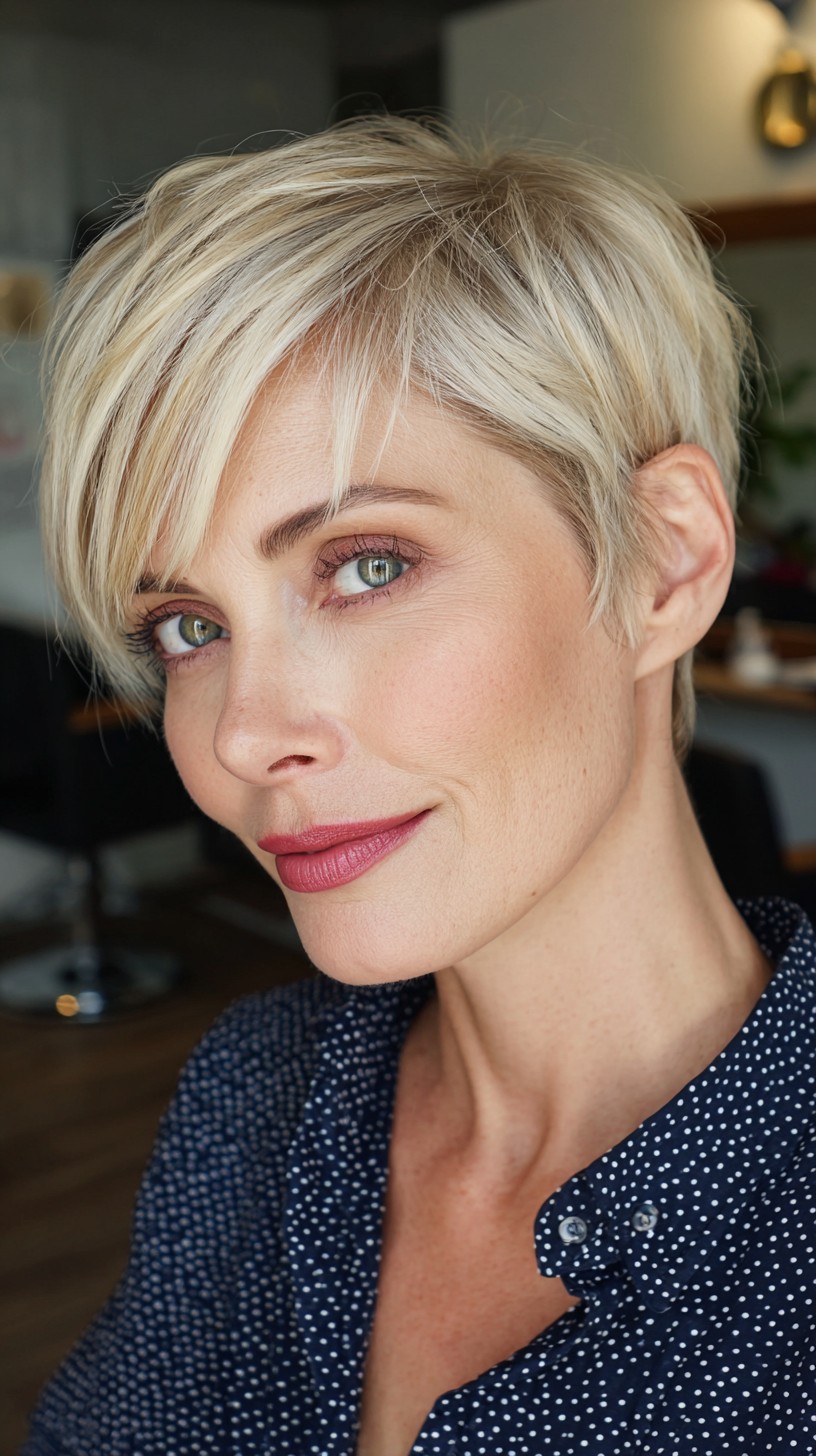 Dynamic Blonde Pixie with Textured Layers