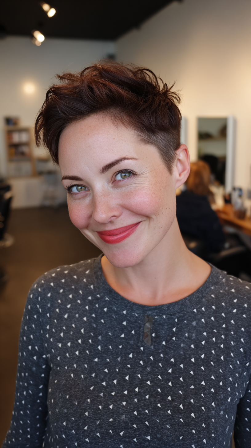 Dynamic Textured Pixie Cut with Subtle Highlights