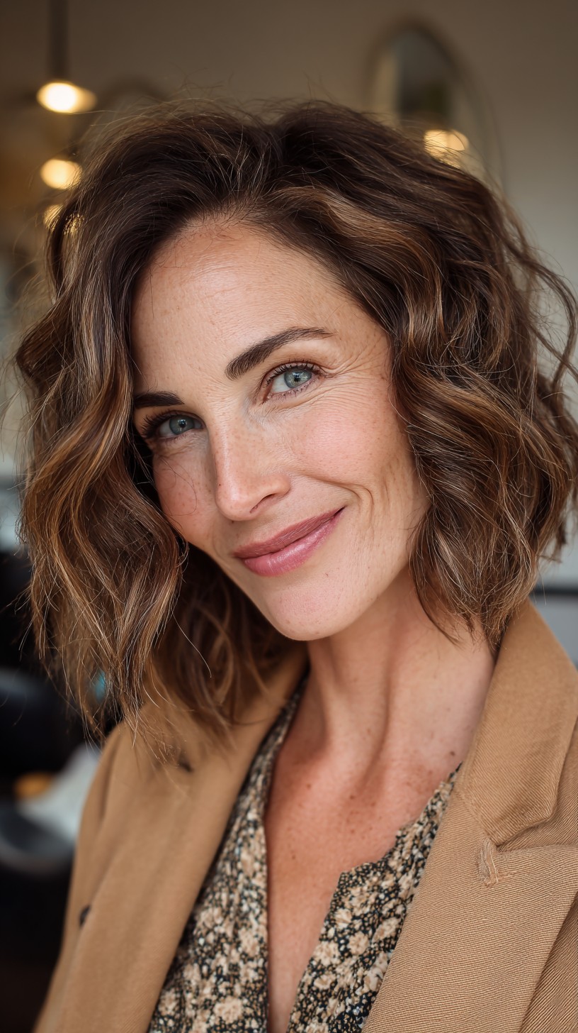 Effortless Chestnut Waves with Soft Contouring