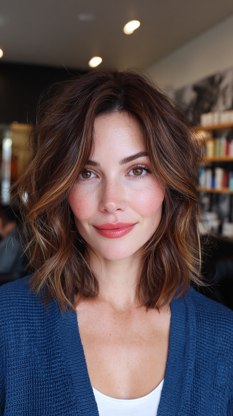 Effortlessly Tousled Layered Long Bob