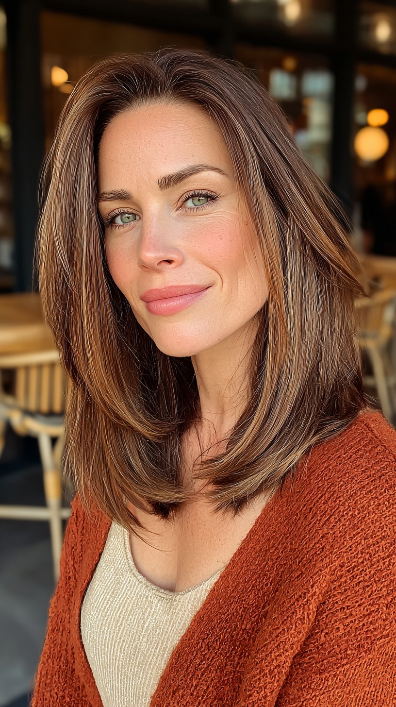 Elegant Chestnut Feathered Bob