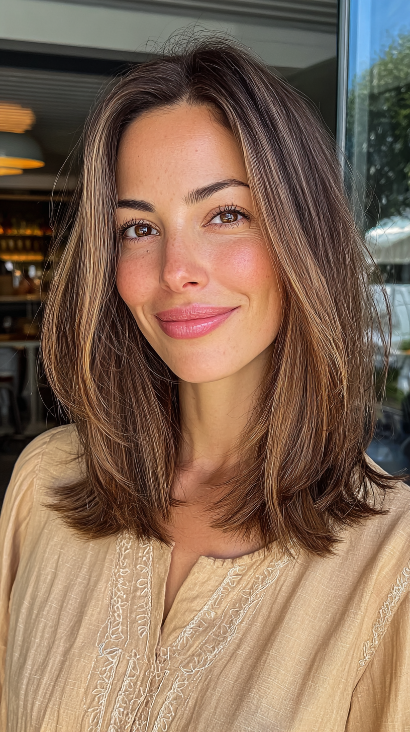 Modern Layered Long Bob with Soft Dimension