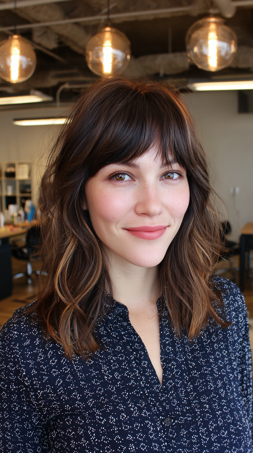 Modern Textured Shag with Effortless Bangs