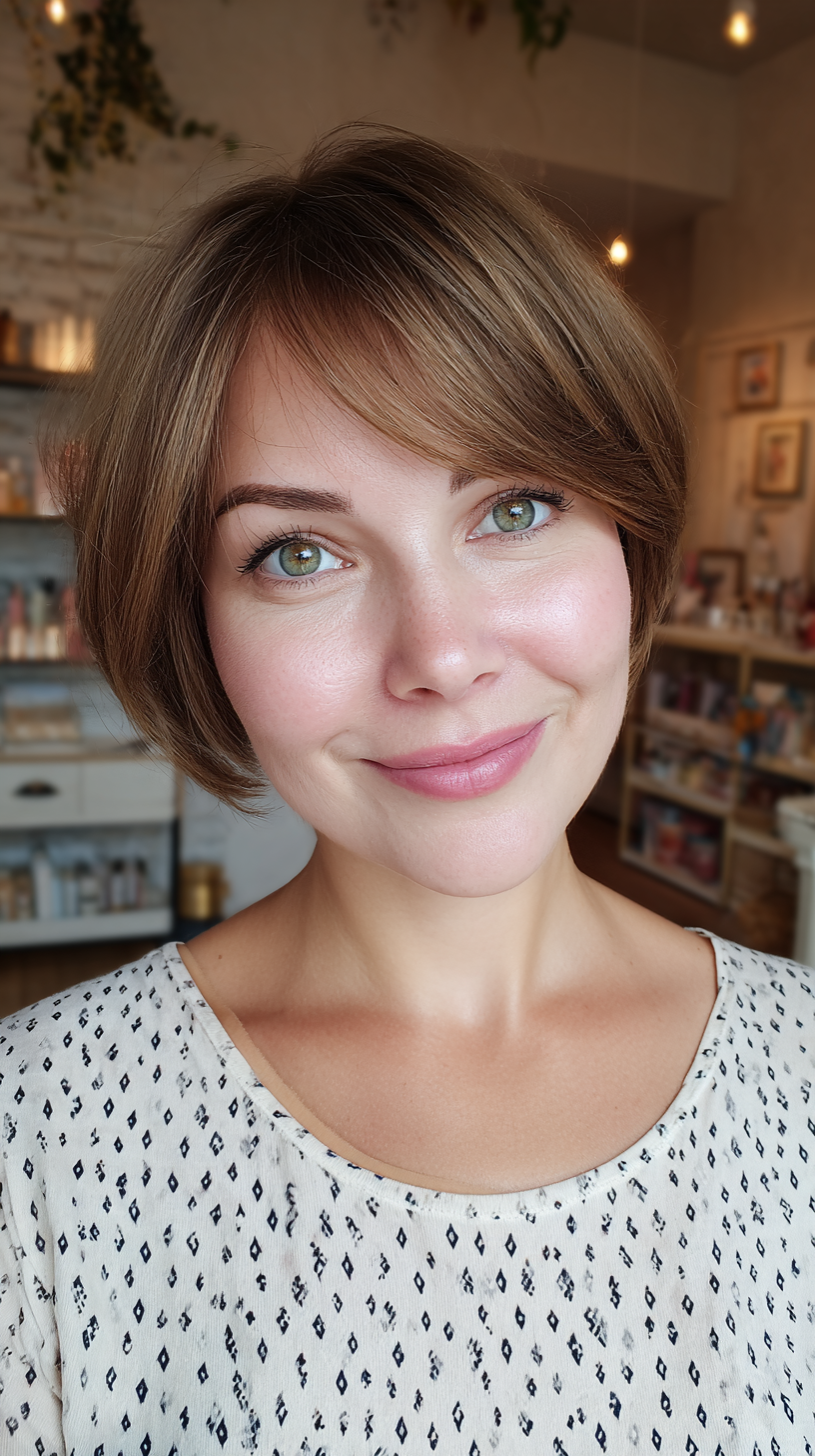Modern Textured Short Bob with Soft Feathered Layers