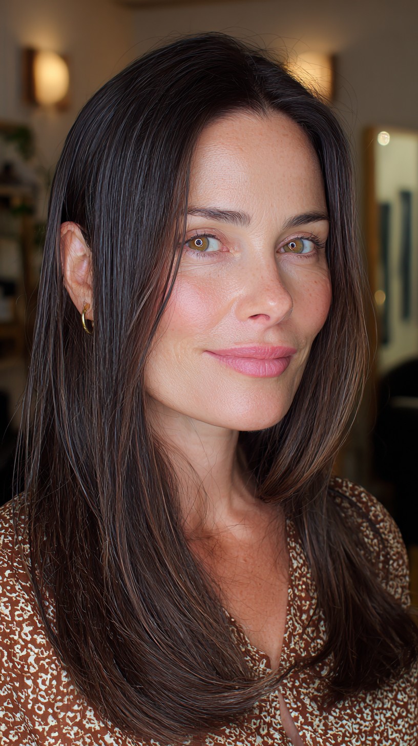 Polished Chestnut Layers with Soft Natural Texture