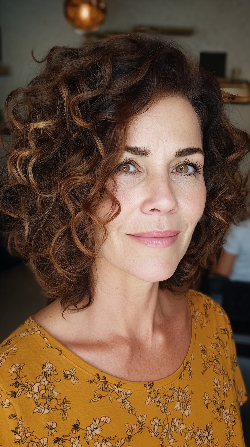 Rich Bronze Curls with Subtle Highlights