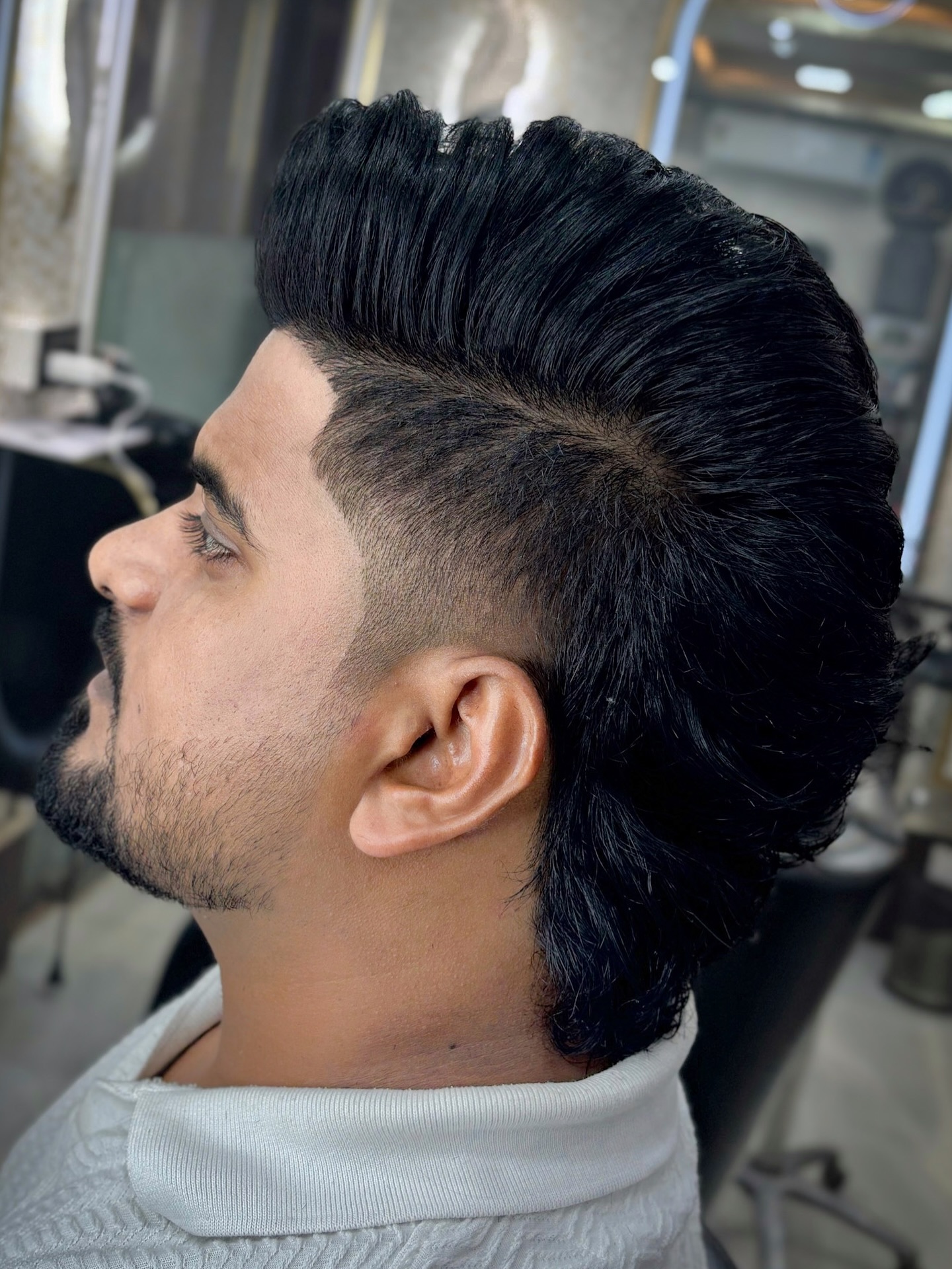 Sharp High-Rise Textured Mohawk with Side Fade