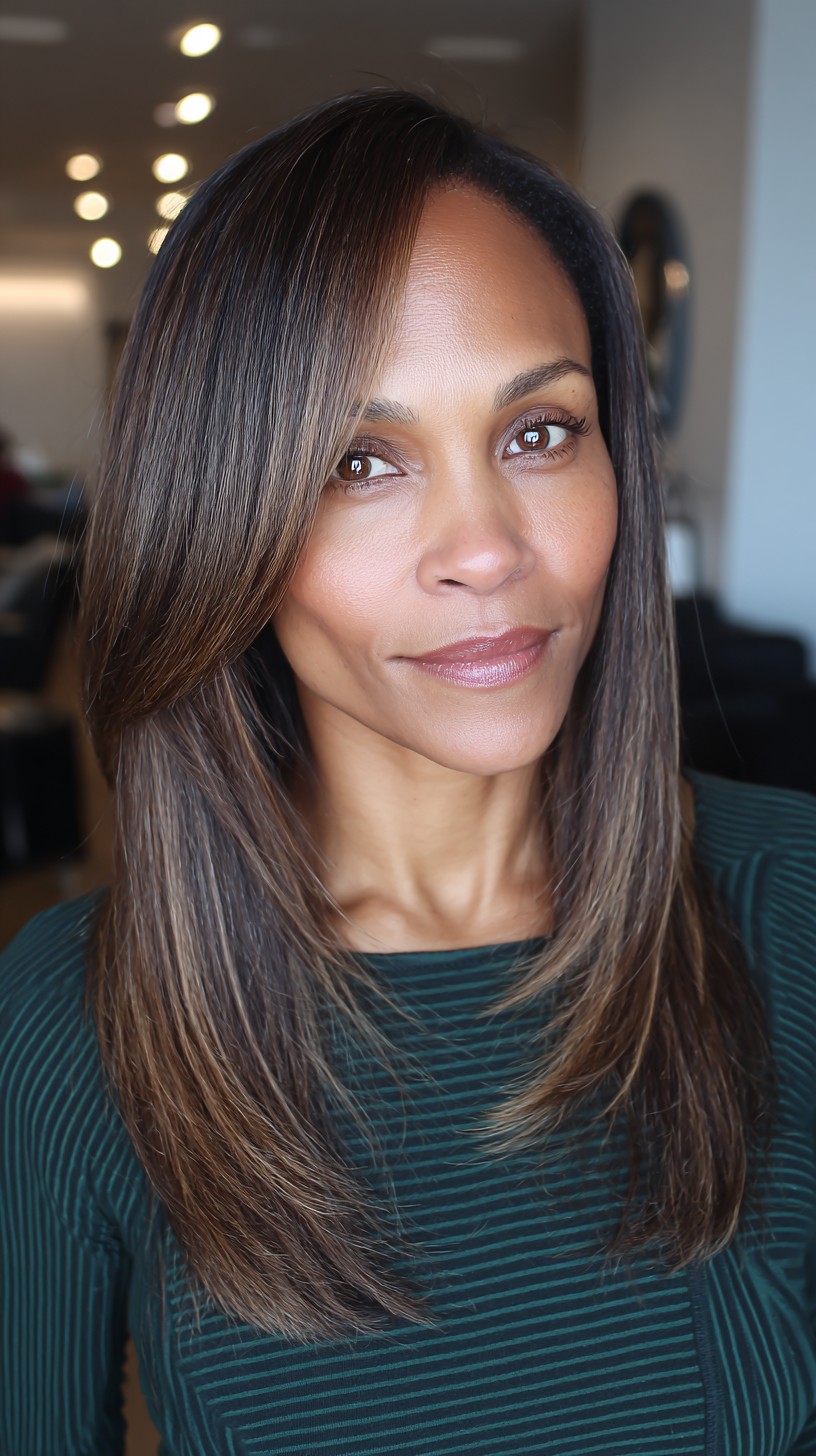 Sleek Brunette Graduated Layer Cut