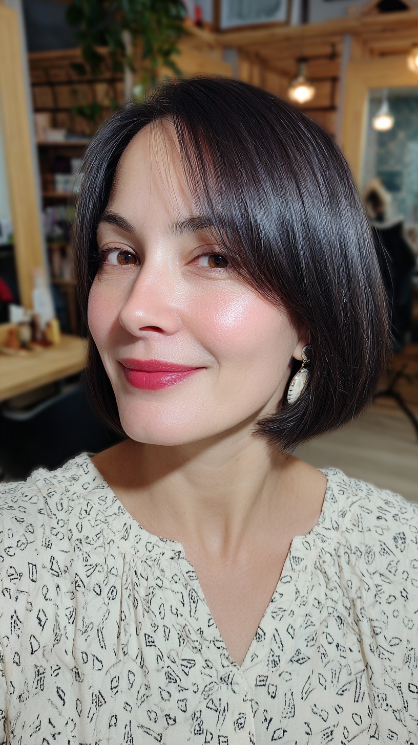 Sleek Espresso Bob with Sheer Gloss Finish