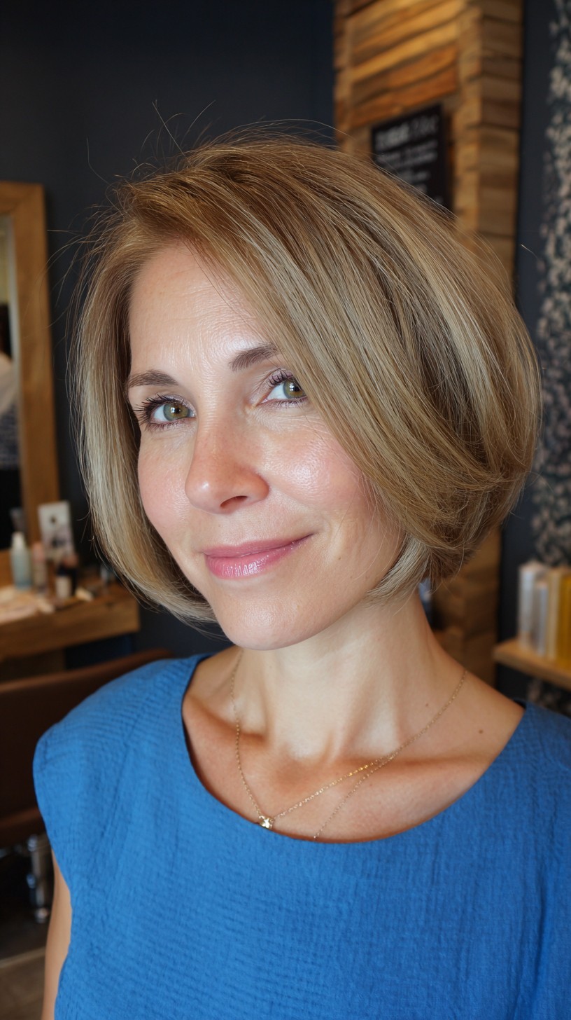 Sleek Golden Layered Bob with Subtle Curves