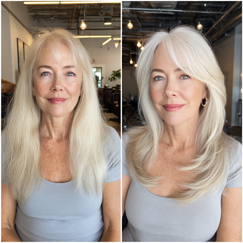 Sleek Silver Blonde Transformation for Ageless Style