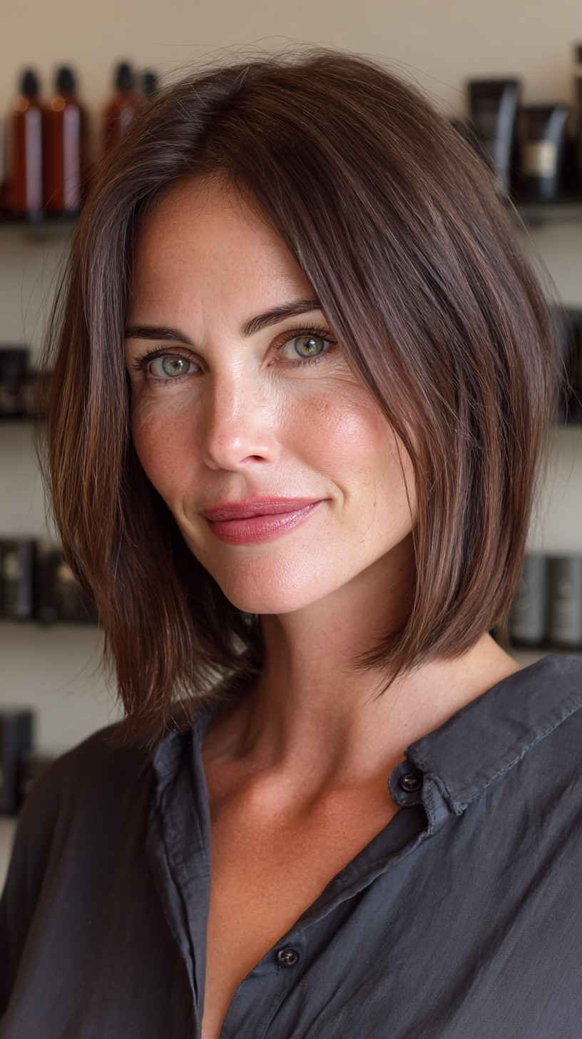 Sleek Straight Bob with Chestnut Shades
