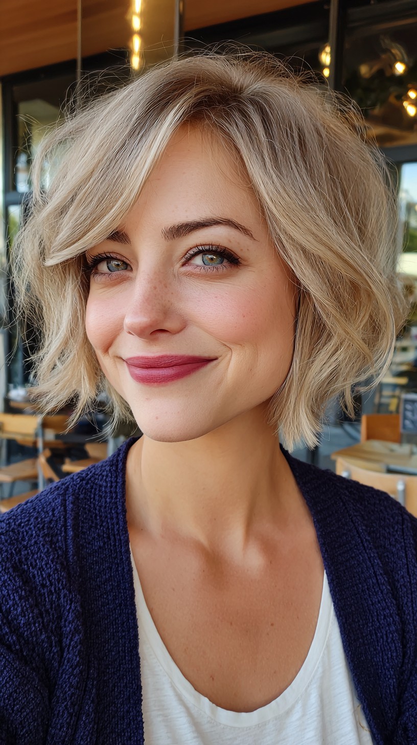 Soft Blonde Wavy Bob with Natural Undertones