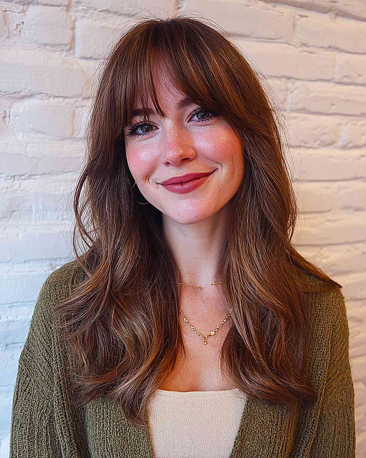 Soft Long Hair with Blunt Bangs