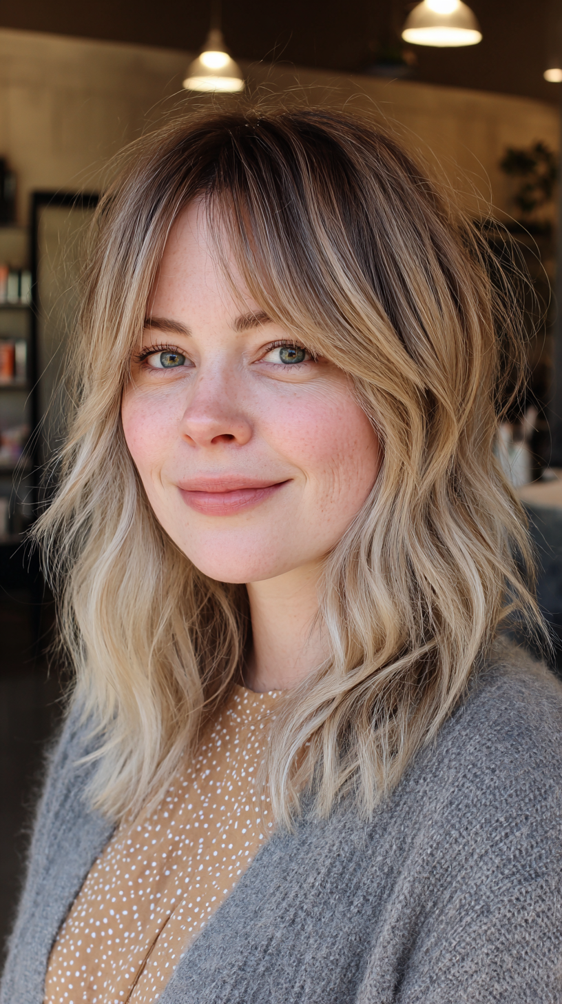 Soft Shaggy Layers with Face-Framing Highlights
