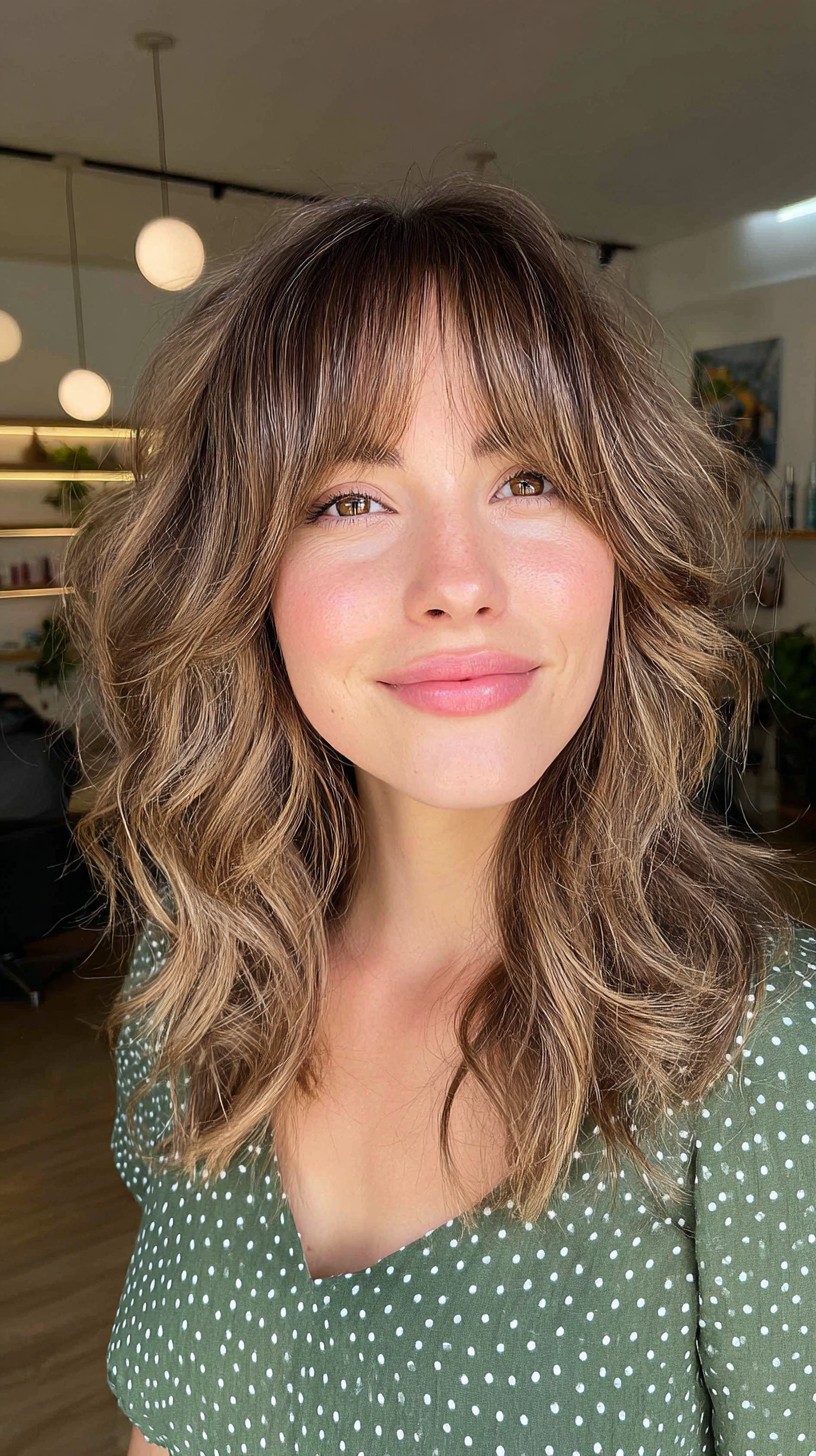 Soft Tousled Waves with Curtain Bangs