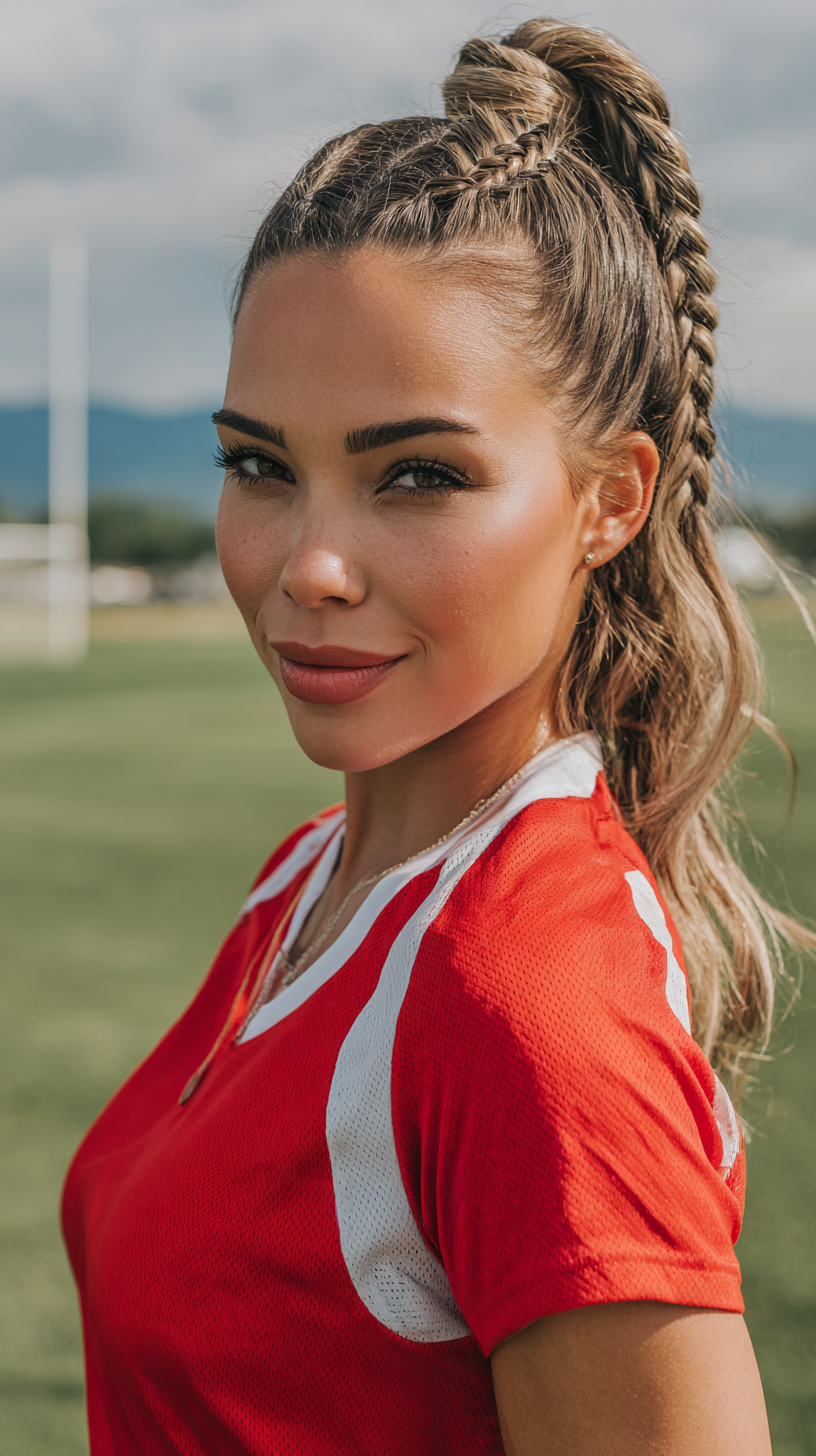 Sporty High Ponytail with Fishtail Braid