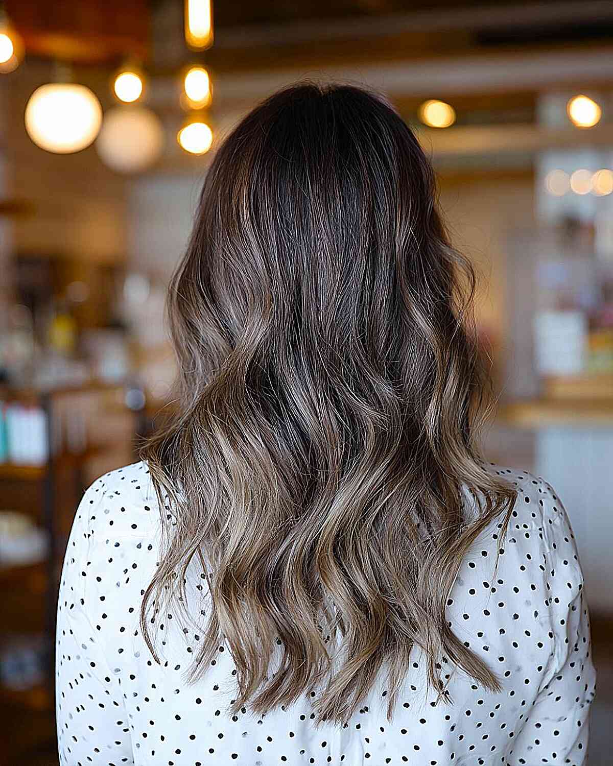 Stylish Ashy Brown Hair Balayage with Soft Waves