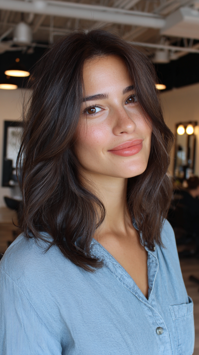 Stylish Layered Long Bob with Soft Waves