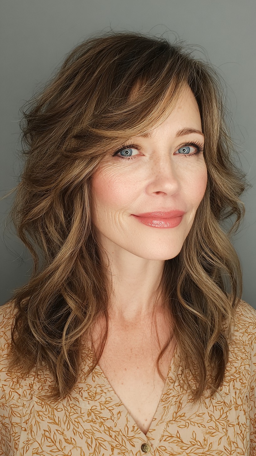 Subtle Caramel Waves with Soft Fringe