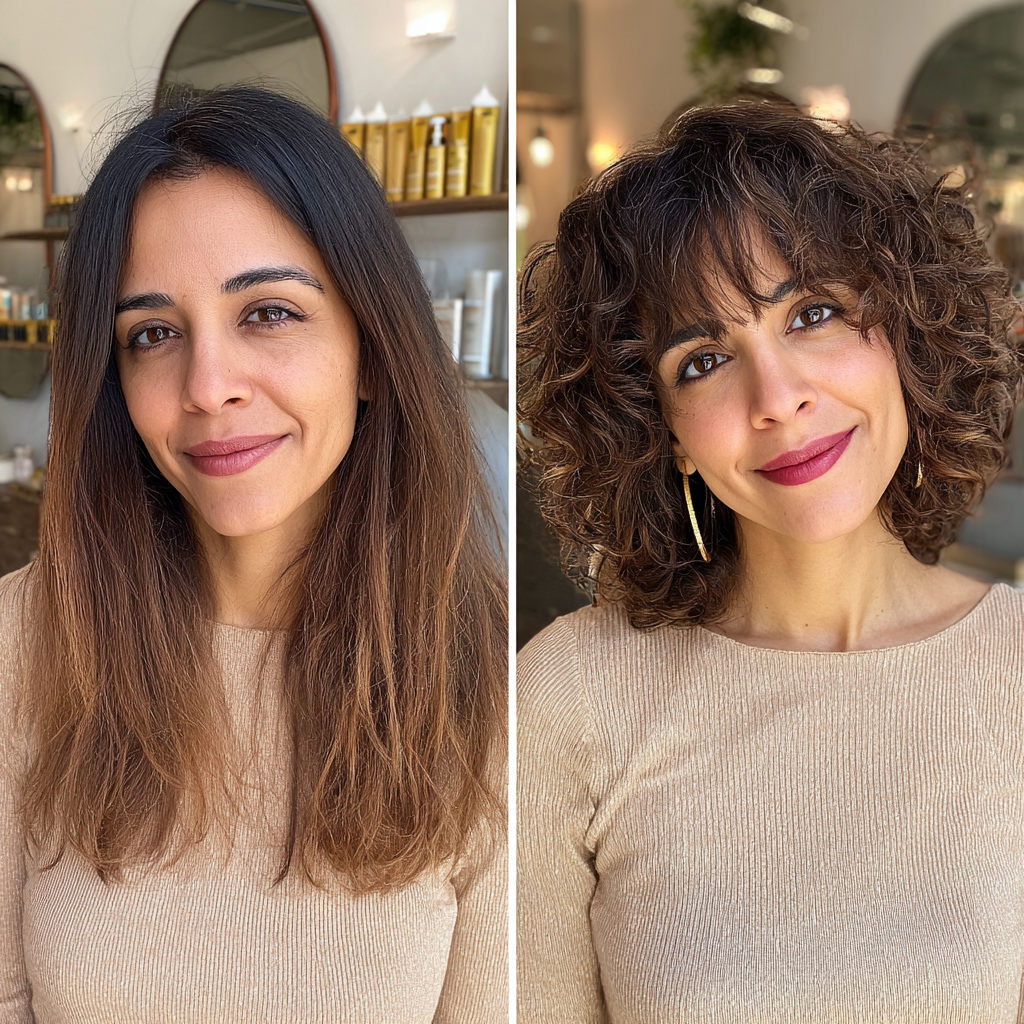 Textured Curly Cut with Soft Bangs