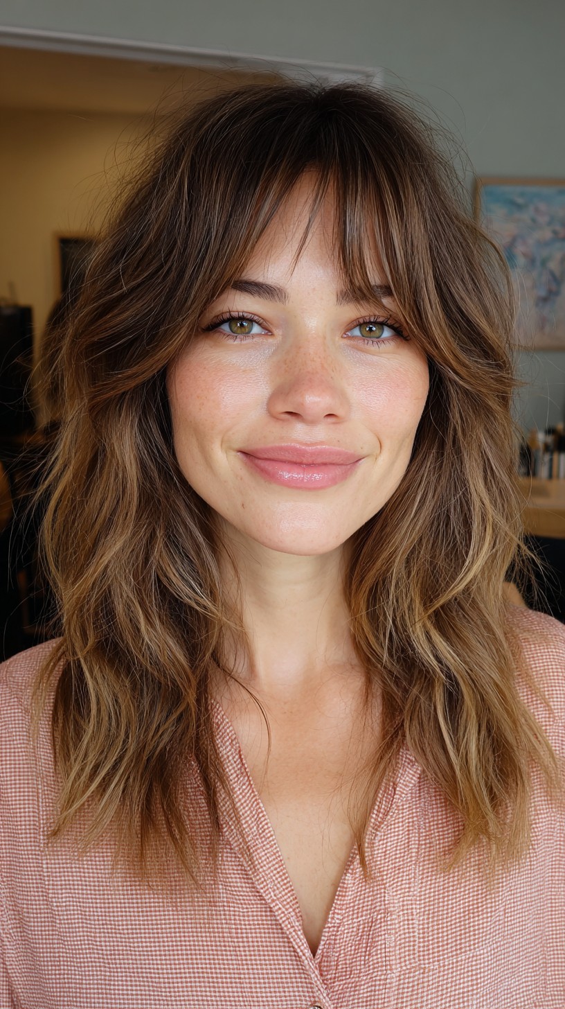 Textured Mocha Shag with Soft Fringe Layers