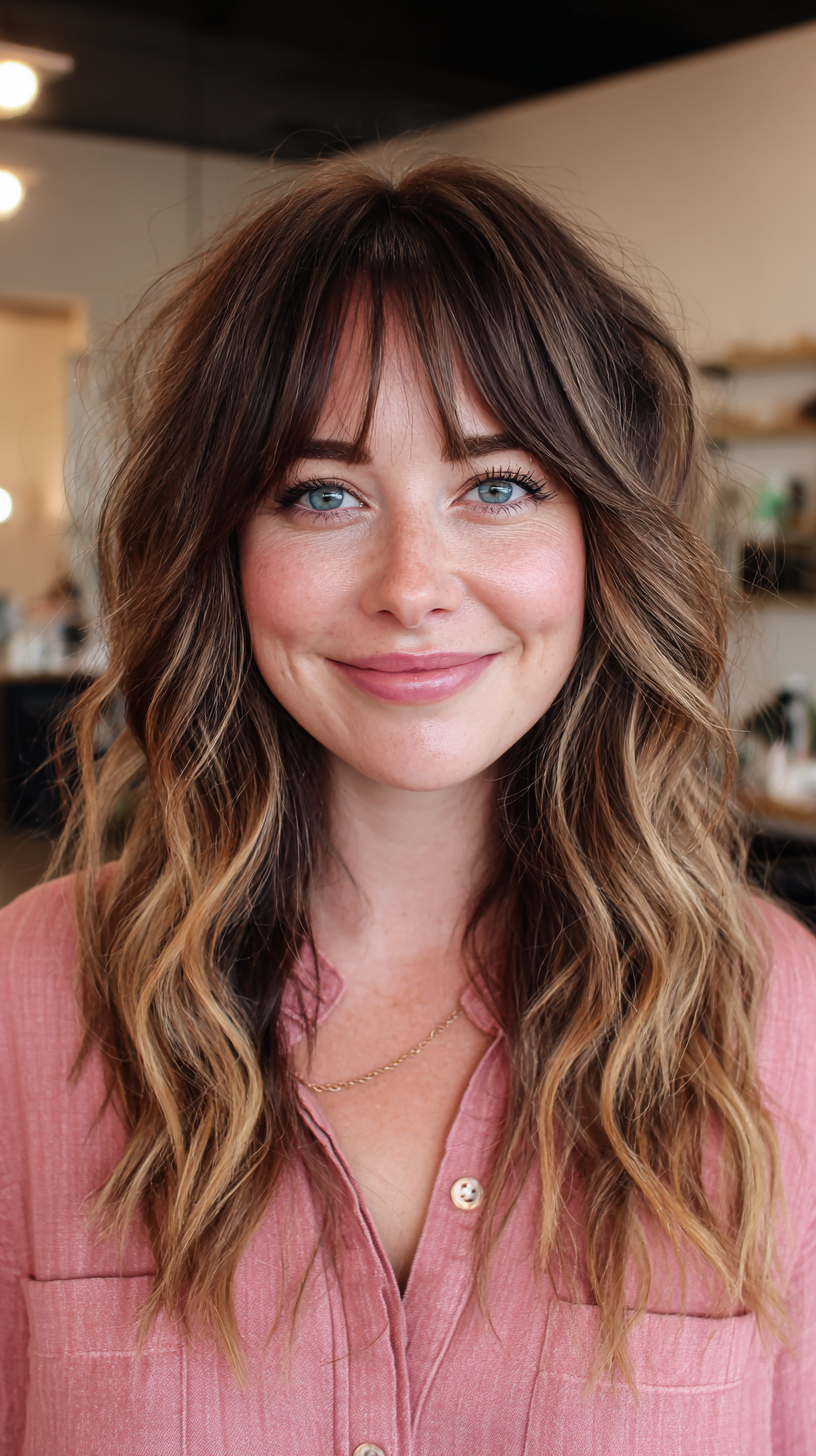 Textured Shag with Playful Fringe and Sun-Kissed Highlights