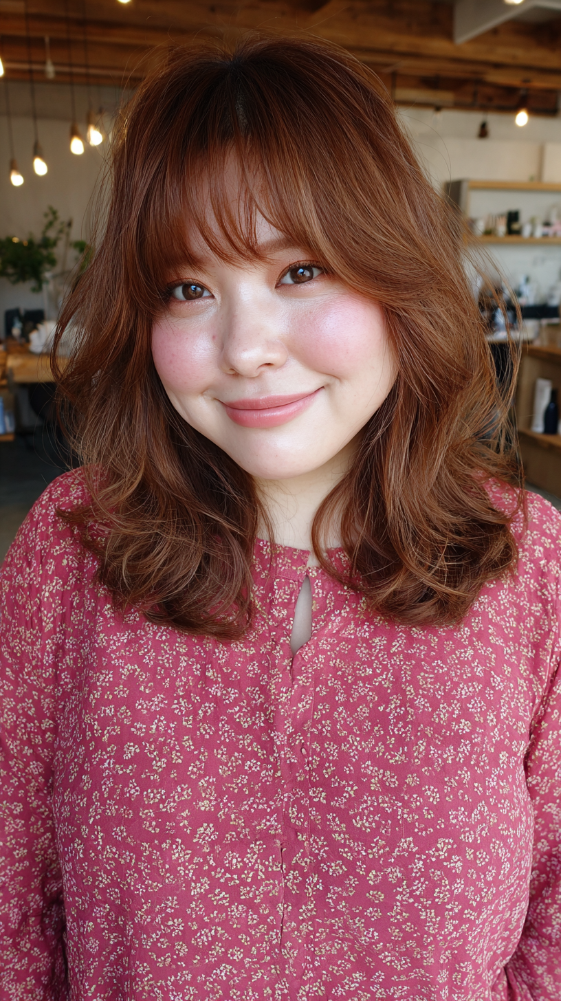 Textured Shaggy Layers with Soft Curtain Bangs