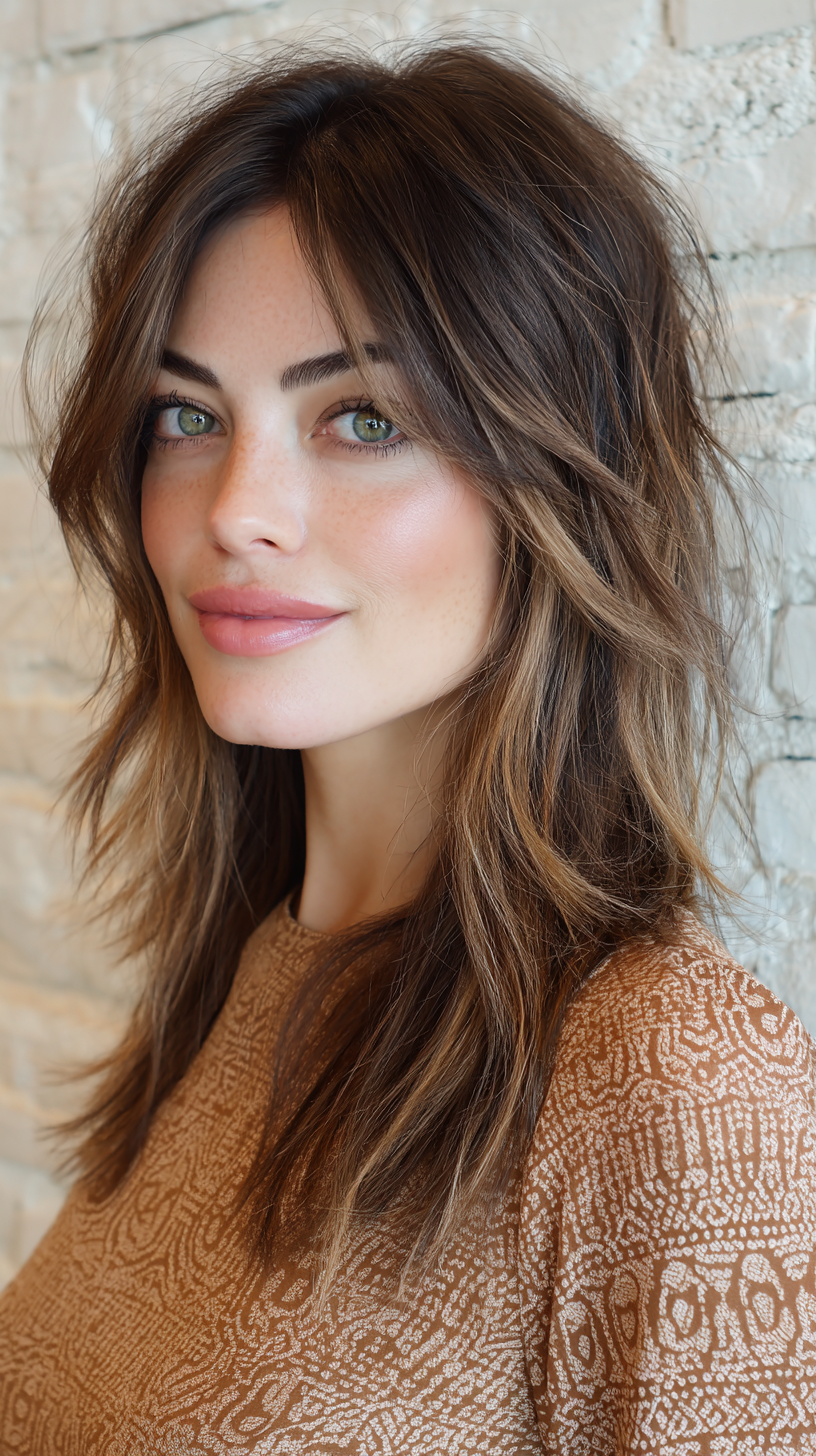 Textured Shaggy Layers with Sun-Kissed Highlights