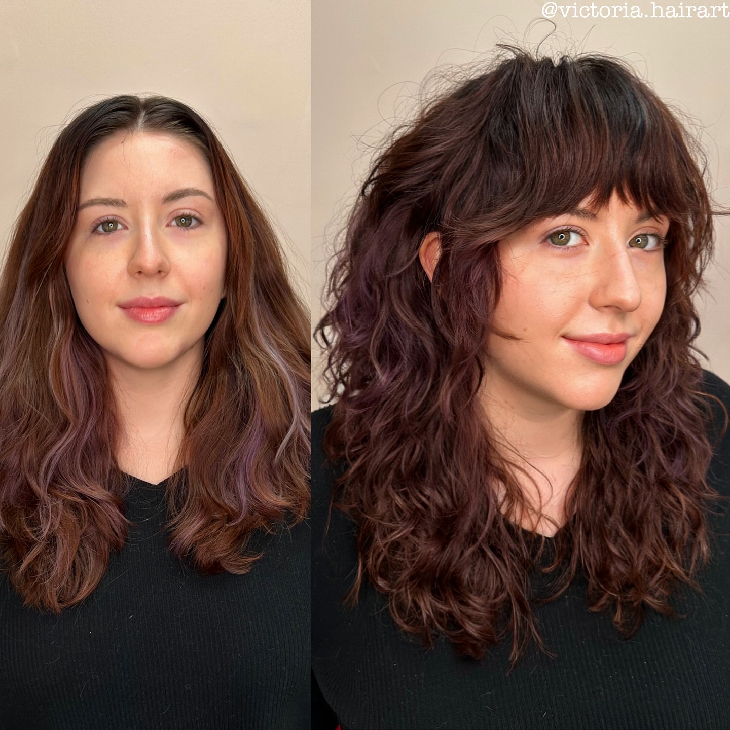 Transformative Burgundy Curly Wolf Cut