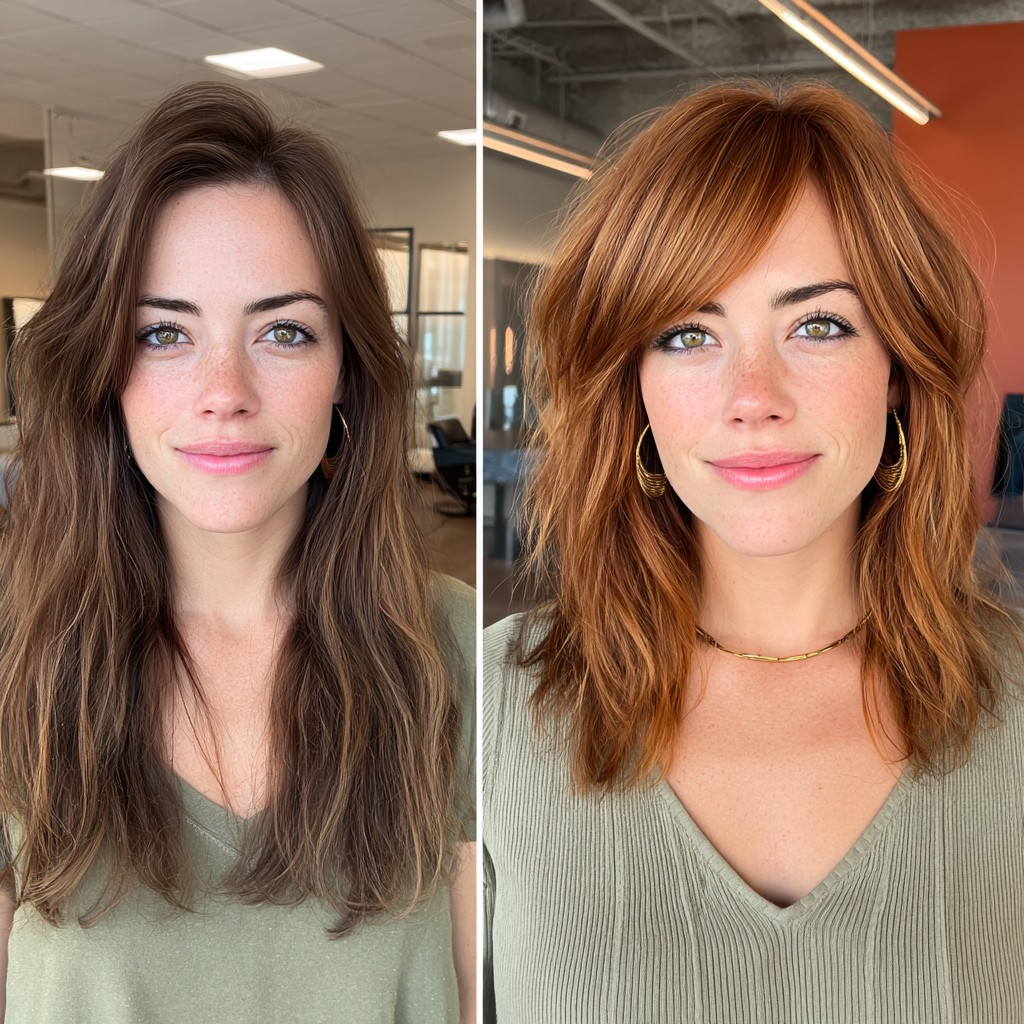 Vibrant Copper Bob with Feathered Layers