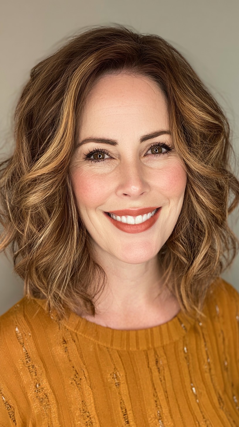 Warm Caramel Waves with Cascading Layers