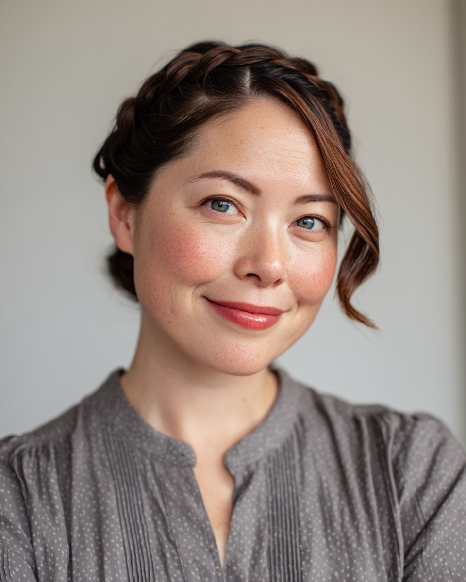 Chic Braided Crown with Soft Waves