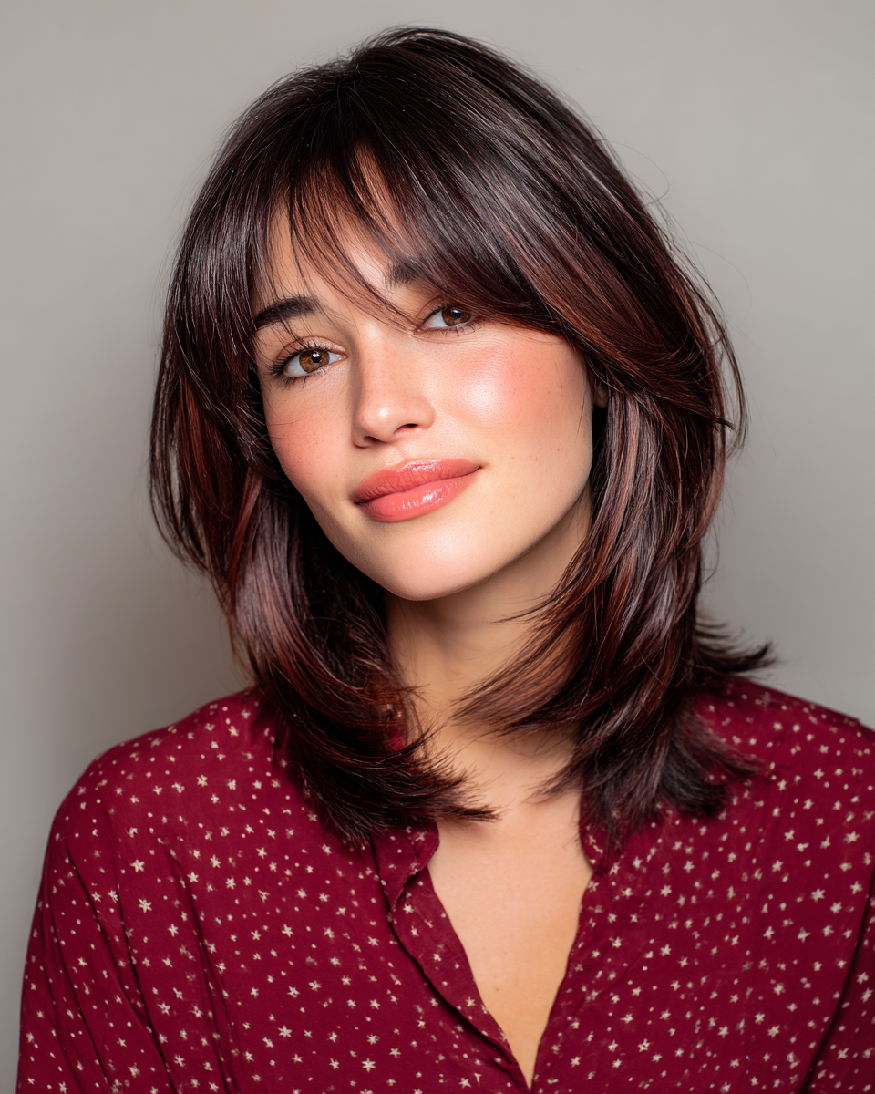 Chic Layered Cut with Soft Curtain Bangs