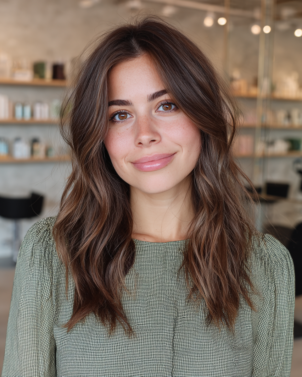 Chic Long Layered Waves with Face-Framing Highlights