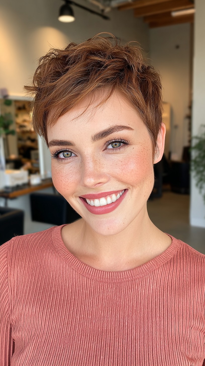 Copper Pixie Cut with Textured Top