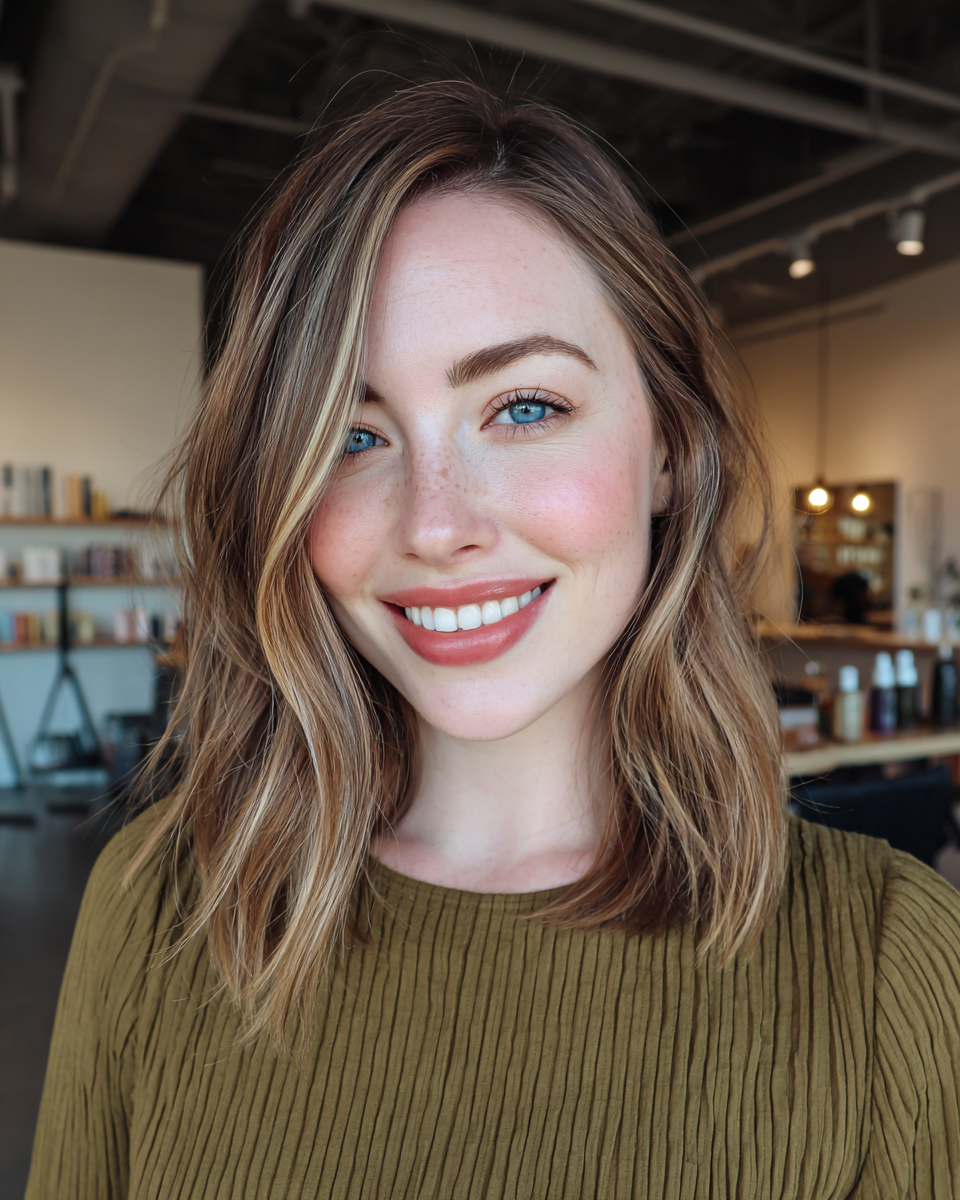Effortless Long Layered Waves with Subtle Caramel Highlights
