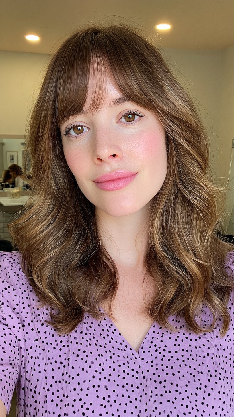 Sleek Chestnut Waves with Full Fringe
