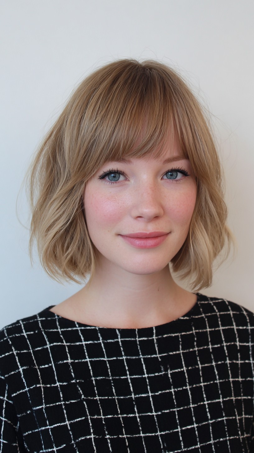 Soft Blonde Bob with Wispy Fringe