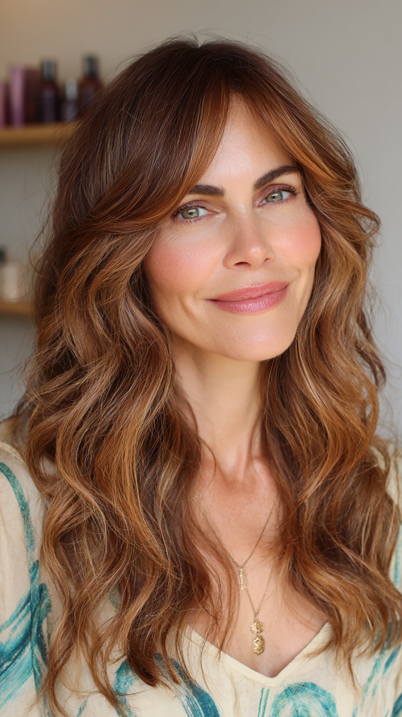 Soft Caramel Waves with Delicate Fringe