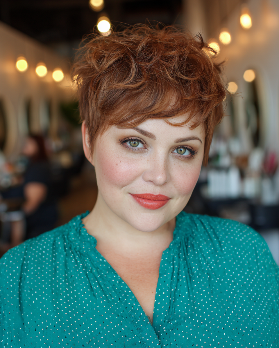 Textured Copper Pixie with Soft Curls