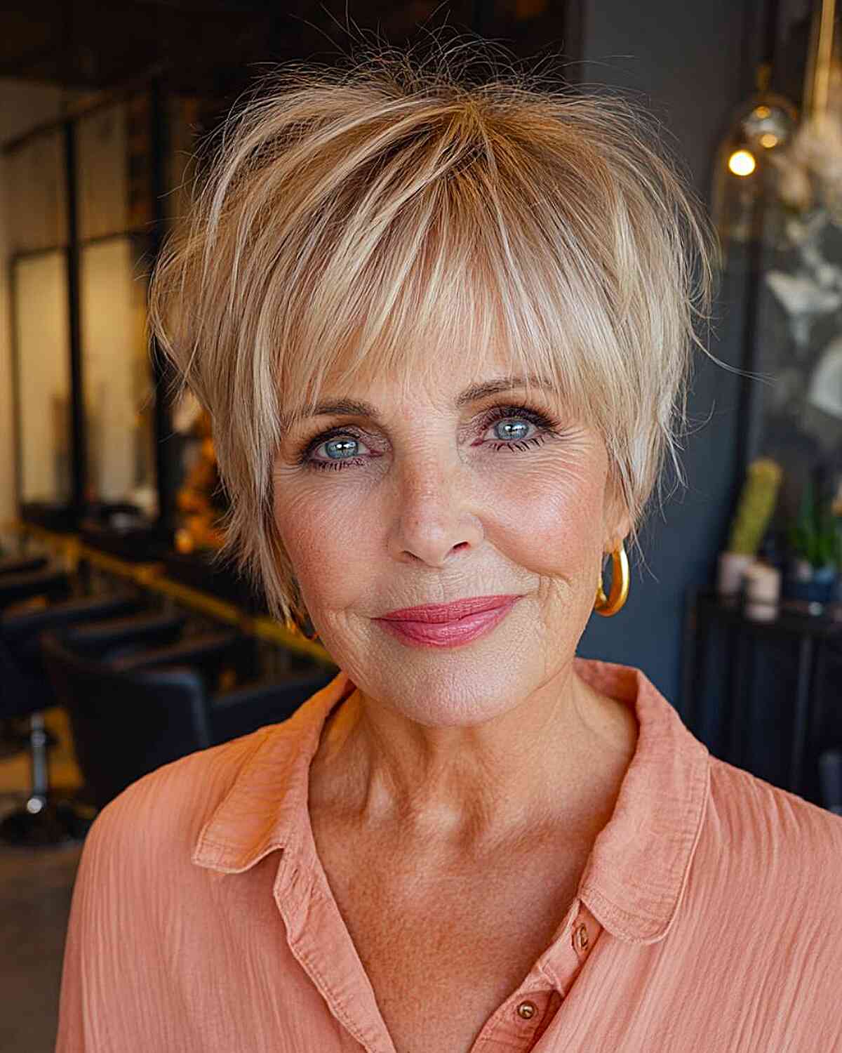 Textured Long Pixie Cut for Older Women