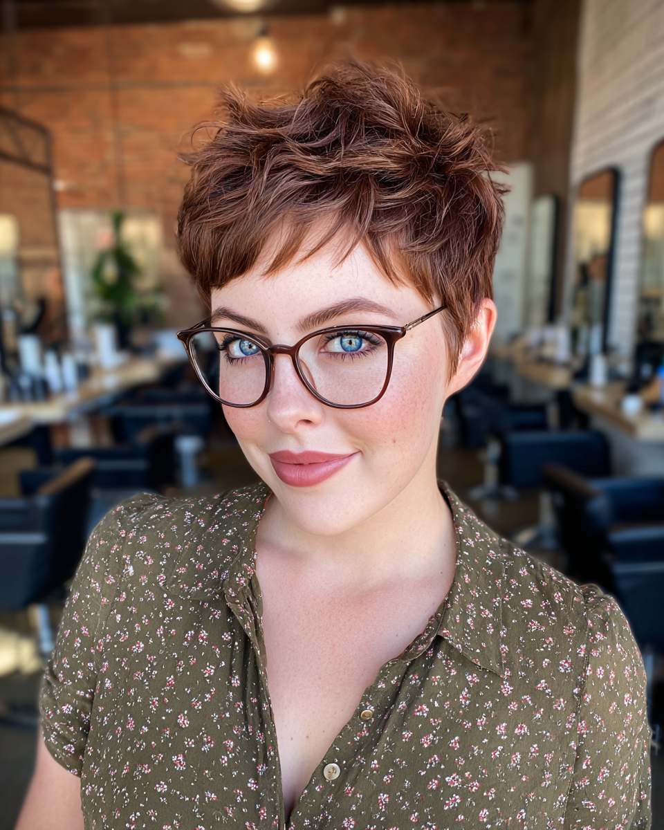 Textured Short Copper Pixie with Soft Volume